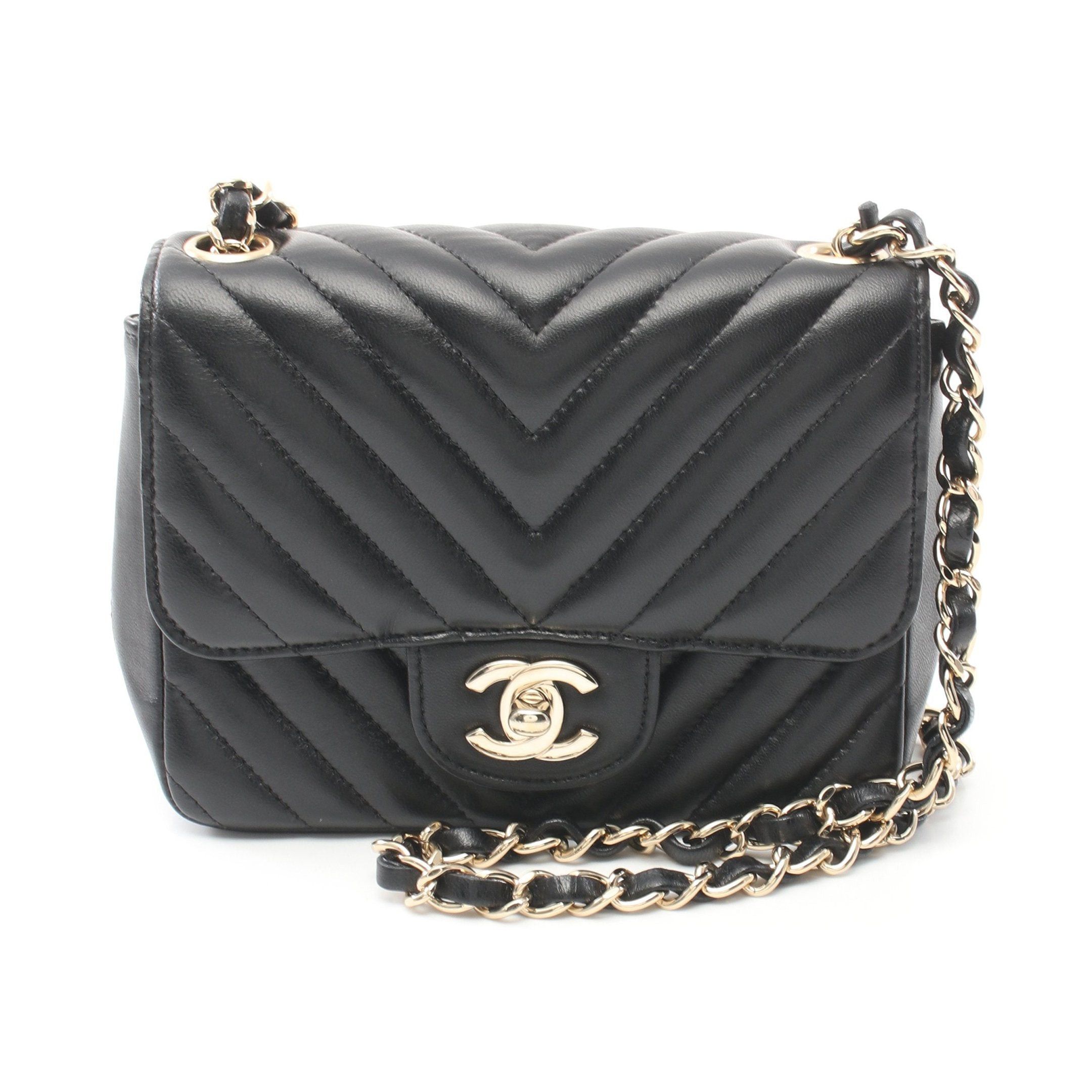 Chanel Chanel Chevron V-Stitch Chain Shoulder Bag Lambskin Black Gold Hardware Size ONE SIZE - 1 Thumbnail