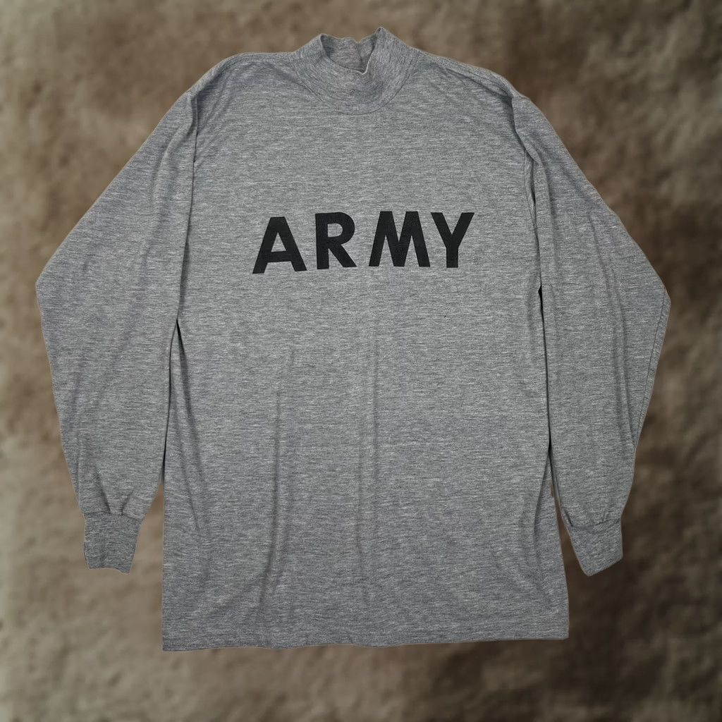 Vintage Vintage Army Shirt Mens Medium Gray Long Sleeve Mock Neck PT Training Shirt Size US M / EU 48-50 / 2 - 1 Thumbnail