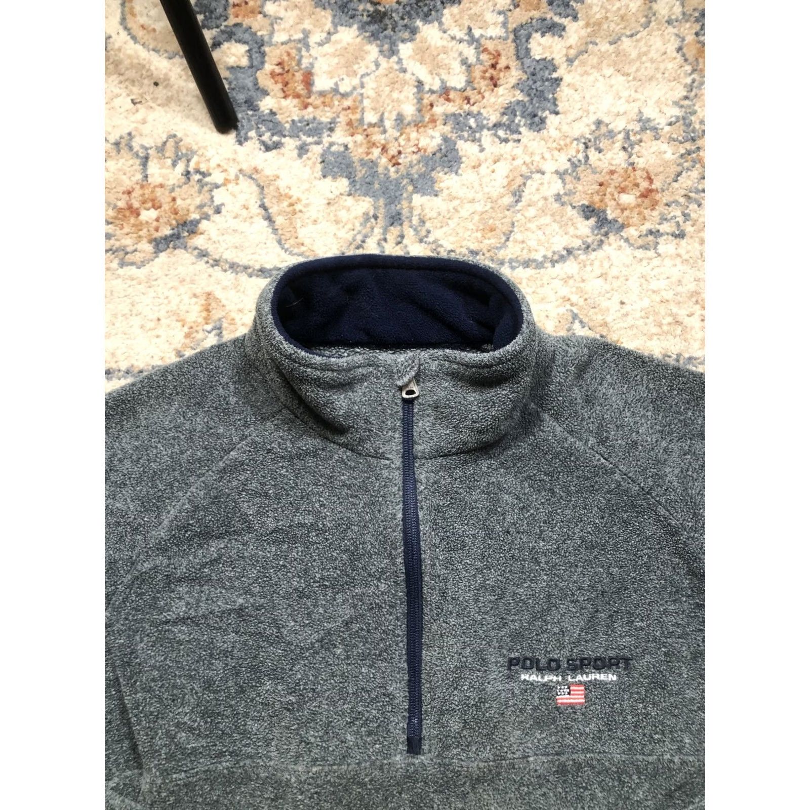 Polo Ralph Lauren Polo Sport Ralph Lauren Sweater Mens L Gray 1/4 Zip Pullover Raglan Sleeve Mock Neck Polyester Casual Pullover Size US L / EU 52-54 / 3 - 2 Thumbnail