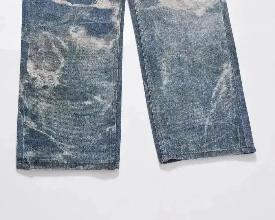 Japanese Brand Y2K Hip Hop Laser Printed Hole Casual Loose Jeans Pants Size US 32 / EU 48 - 5 Thumbnail
