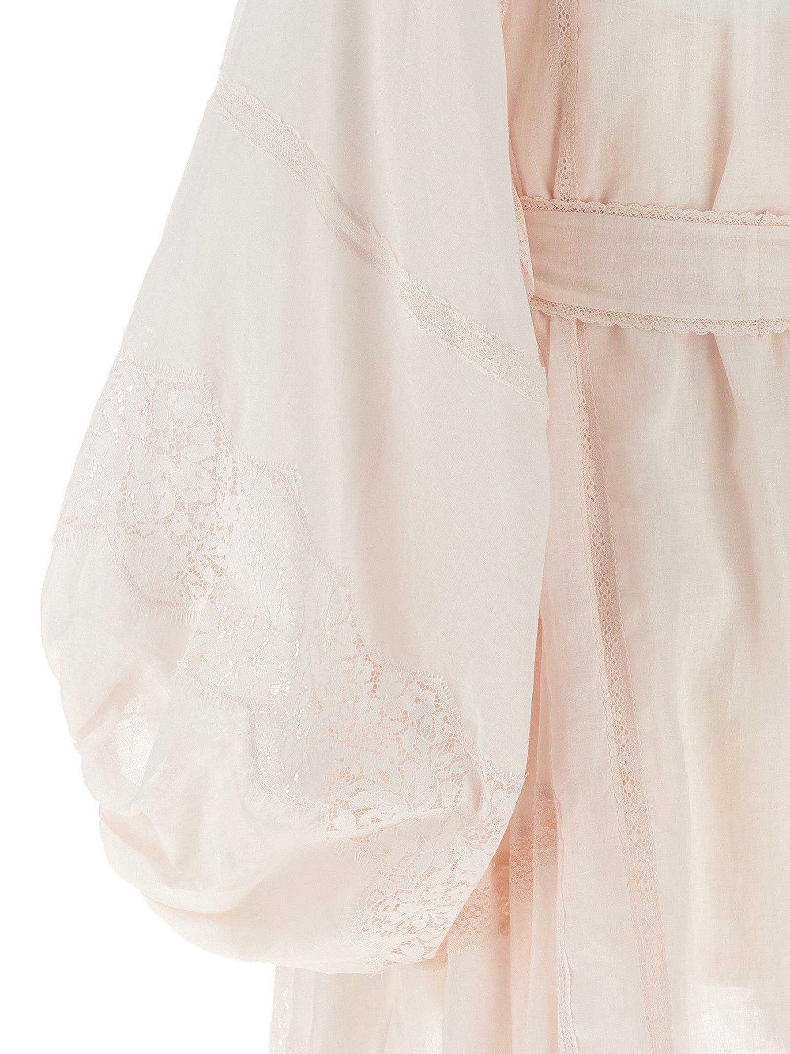 oc11z1025 Crush Lace Billow Mini Dress in Ivory
