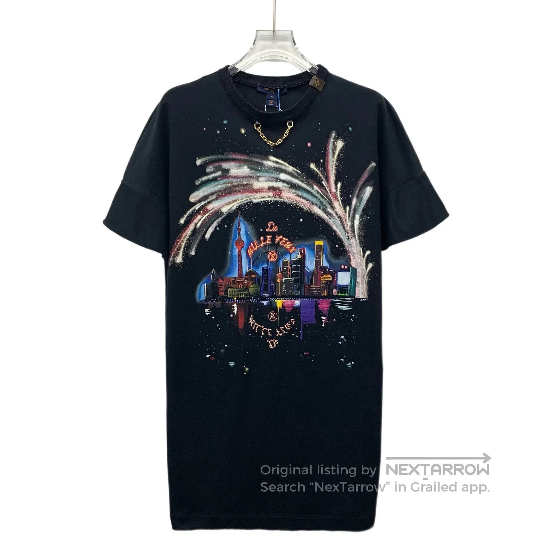 Louis Vuitton Louis Vuitton Black City Fireworks Printed Cotton Round Ne Size US S / EU 44-46 / 1 - 1 Thumbnail