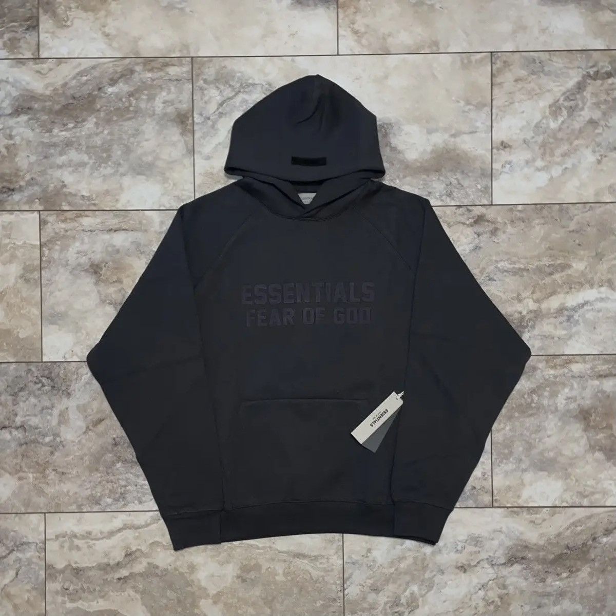 Essentials × FOG × Fear of God Essentials hoodies, off black, size 