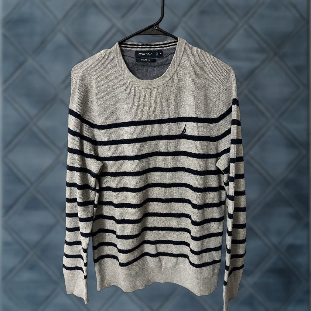Nautica Nautica Mens Sweater Crew Neck Logo Cotton Gray M Size US M / EU 48-50 / 2 - 1 Thumbnail