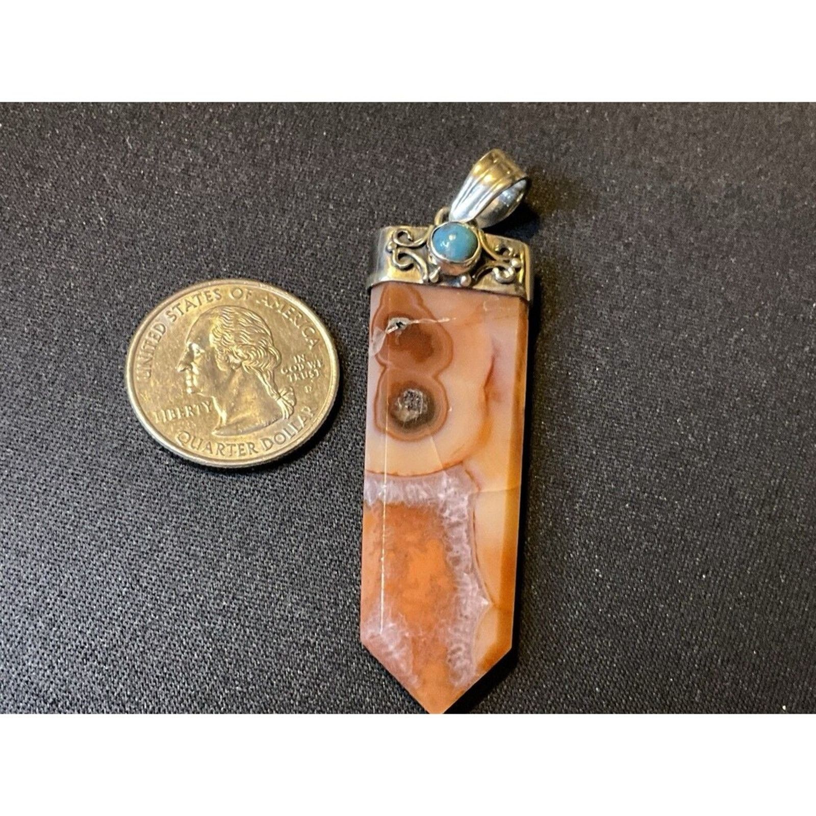 Other 925 Sterling Silver Turquoise and Carnelian Pendant Size ONE SIZE - 2 Thumbnail