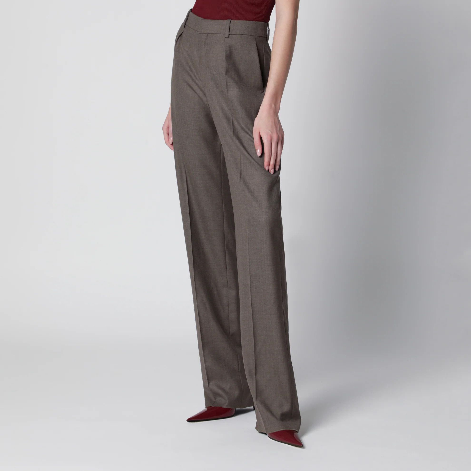 Saint Laurent Paris o1d2blof0526 Straight-leg Wool Trousers in Brown Size 26" / US 2 / IT 38 - 3 Thumbnail