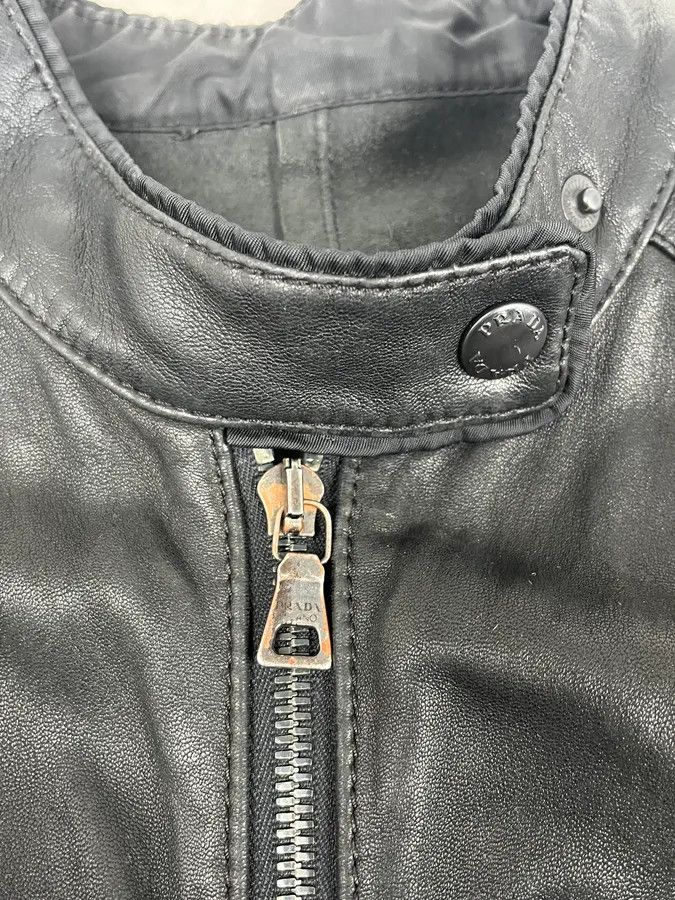 Prada 2000s Prada Black Biker Leather Jacket Size S / US 4 / IT 40 - 8 Thumbnail