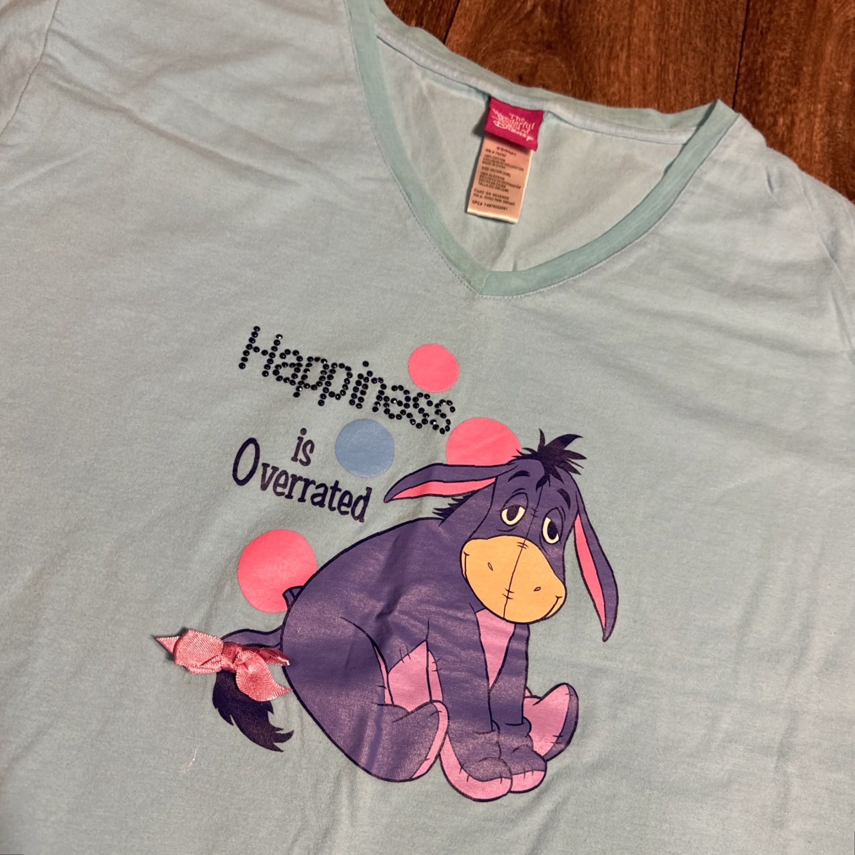 Disney Disney Eeyore Happiness is Overrated Women’s T-Shirt 2XL Blue Shirt Women 2XL Size XXL / US 16-18 / IT 52-54 - 2 Thumbnail
