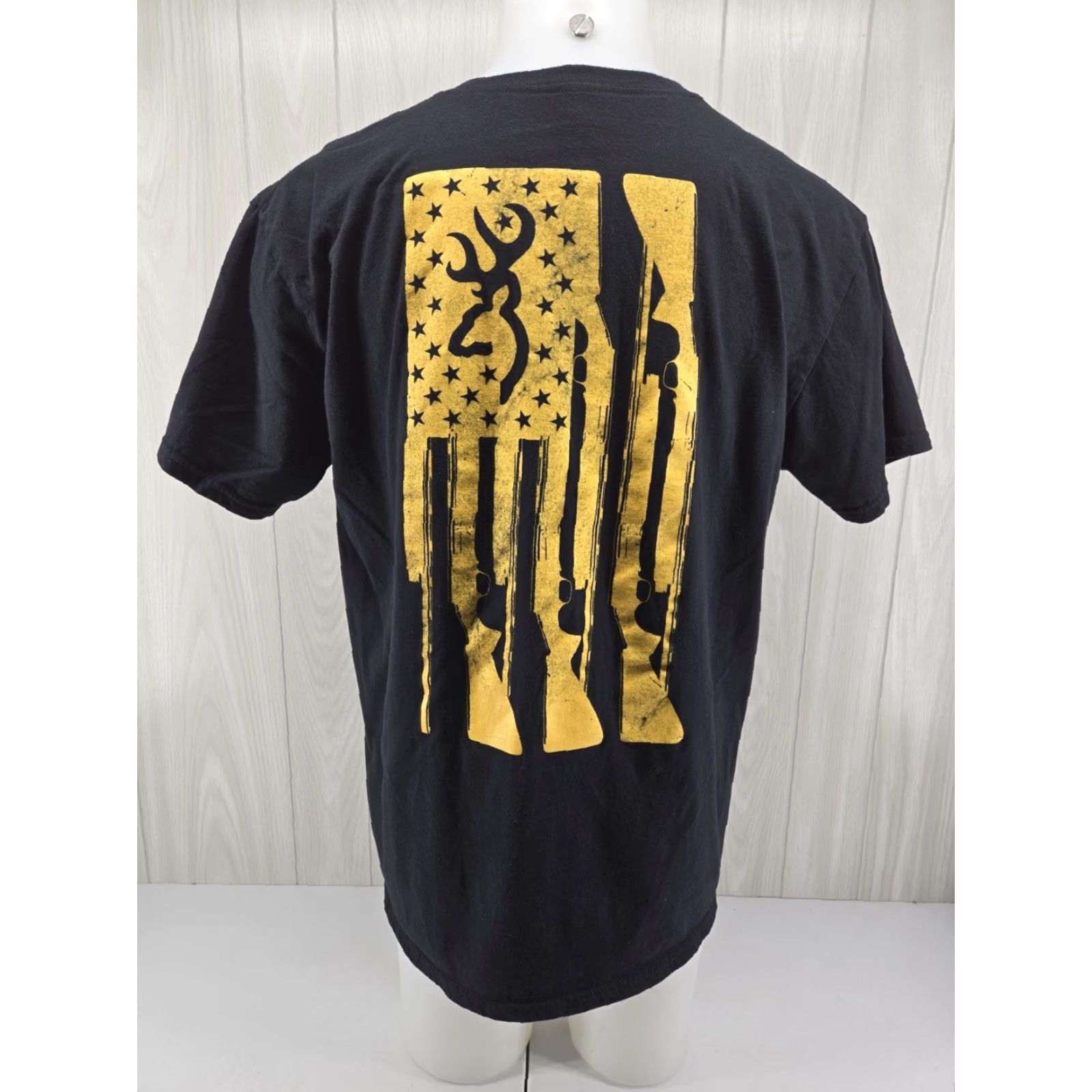 Vintage Browning Black T Shirt Mens XL Crew Neck American Flag Hunting Size US XL / EU 56 / 4 - 2 Thumbnail
