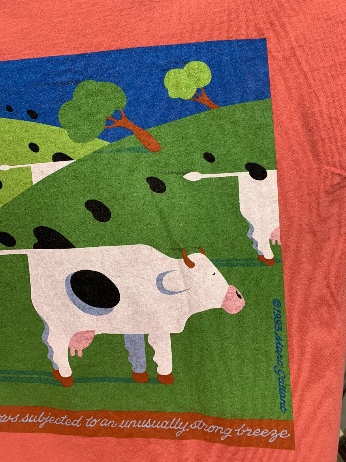 Vintage Marc Gallant 1993 vintage pink art t-shirt Cows L single Size US L / EU 52-54 / 3 - 5 Thumbnail