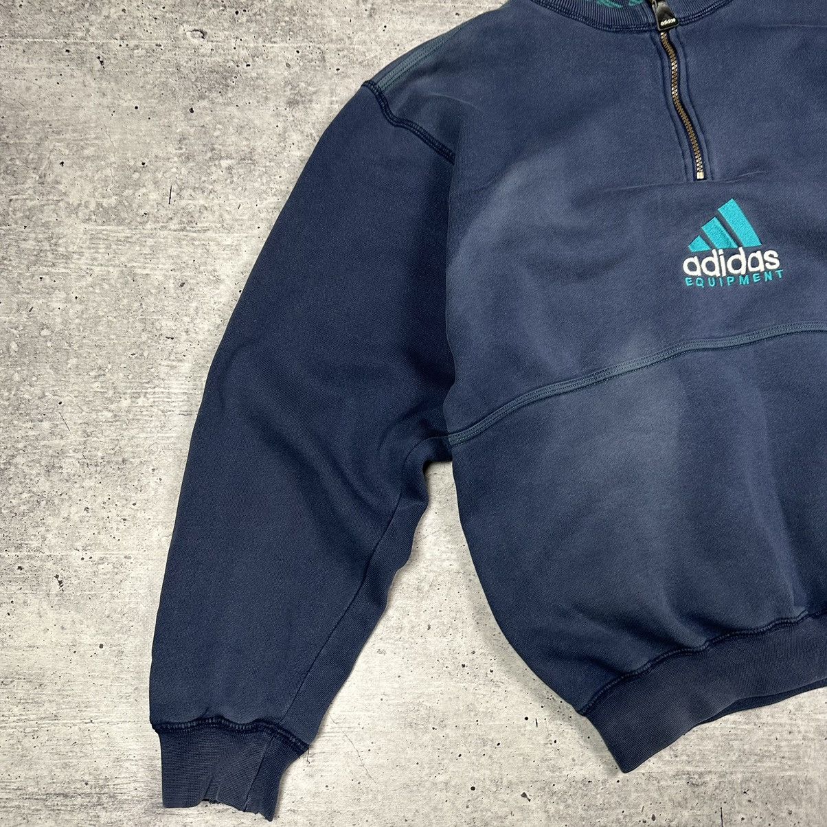 Adidas × Vintage Vintage 90s Adidas Equipment 1/4 Zip Sweatshirt Blue Size US M / EU 48-50 / 2 - 5 Thumbnail