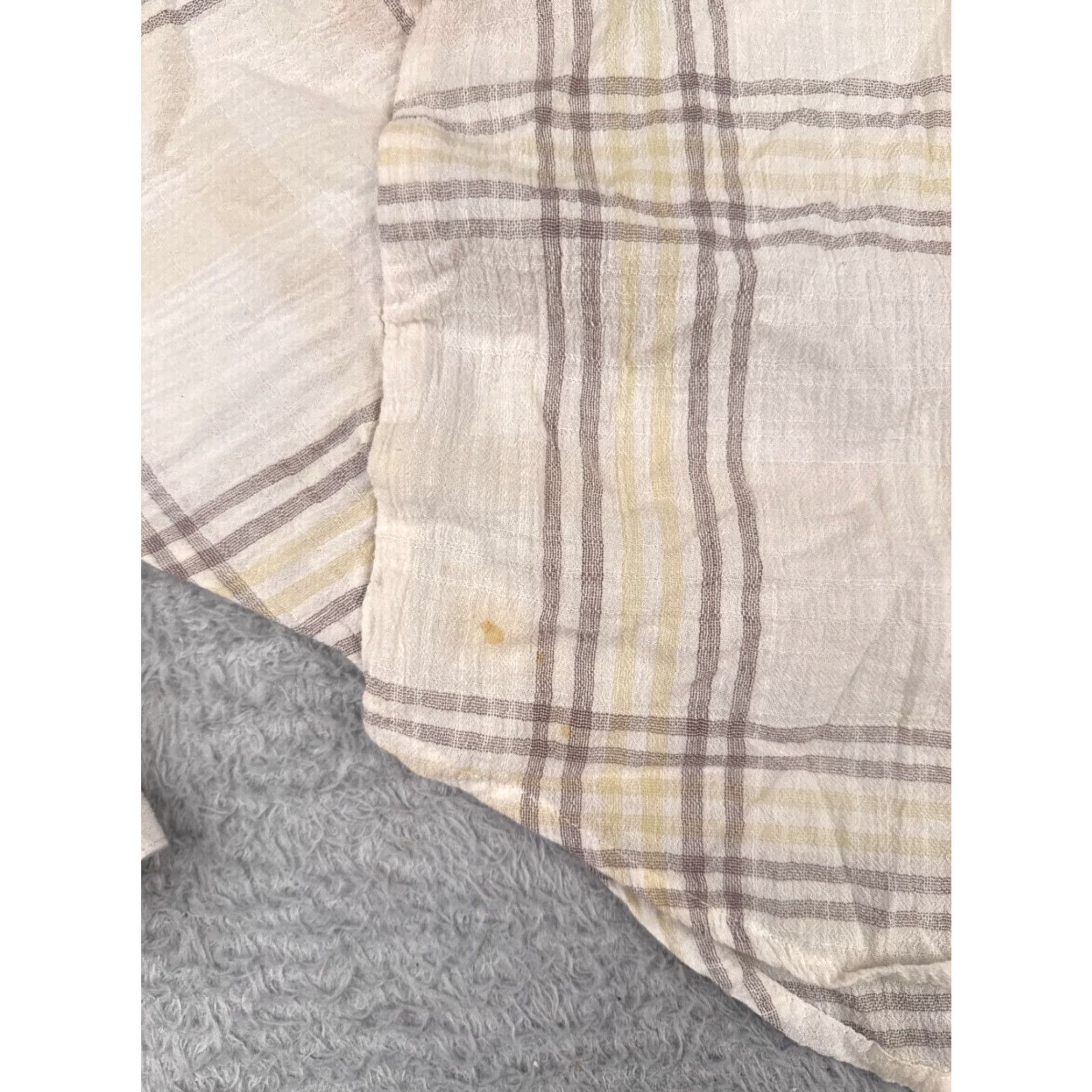 Free People Free People Button-Up Shirt Womens Small Beige Plaid Linen Crop Long Sleeve Casual Size S / US 4 / IT 40 - 6 Thumbnail