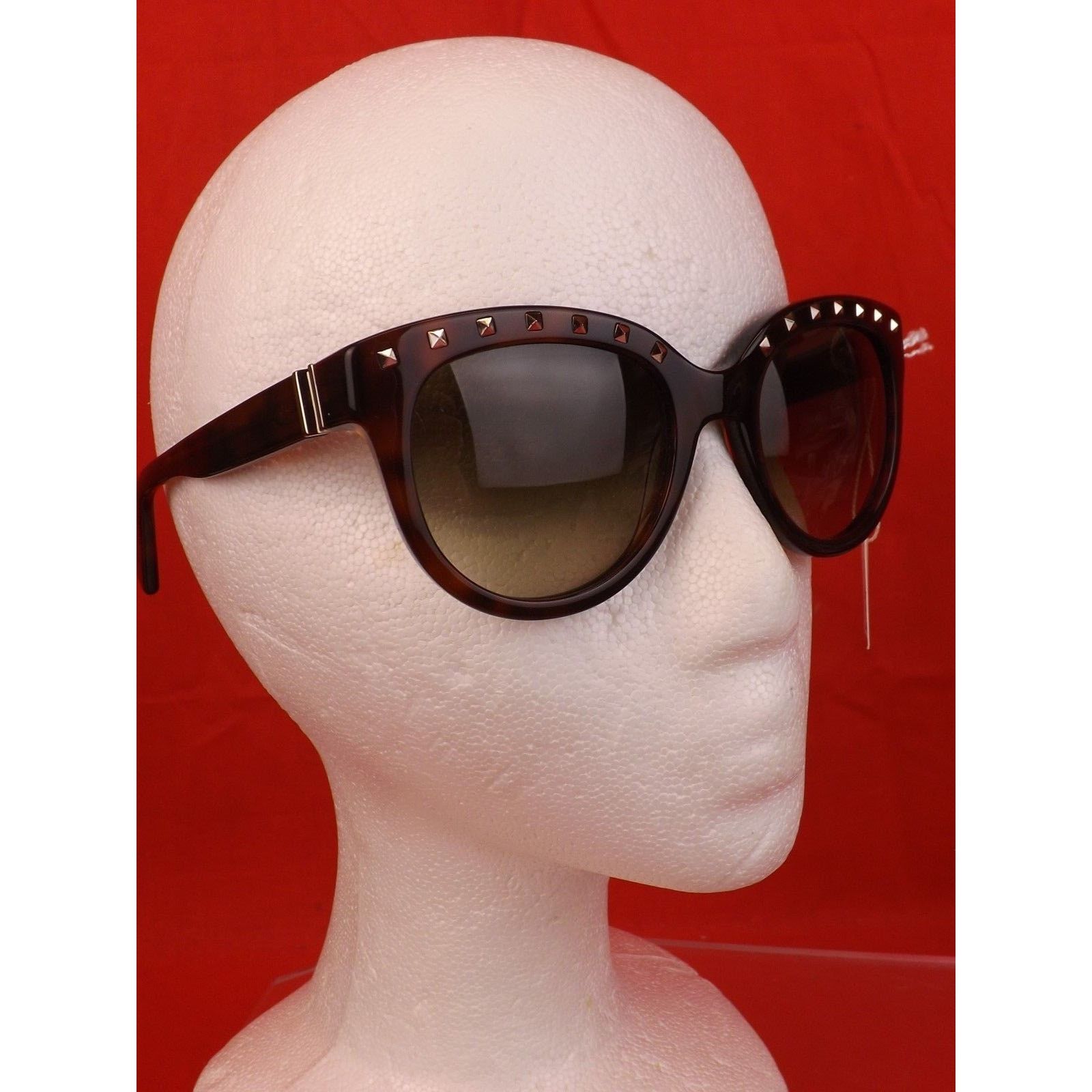 Valentino VALENTINO ROCKSTUDS DARK BROWN PLASTIC FRAME SUNGLASSES ITAL Size ONE SIZE - 4 Thumbnail