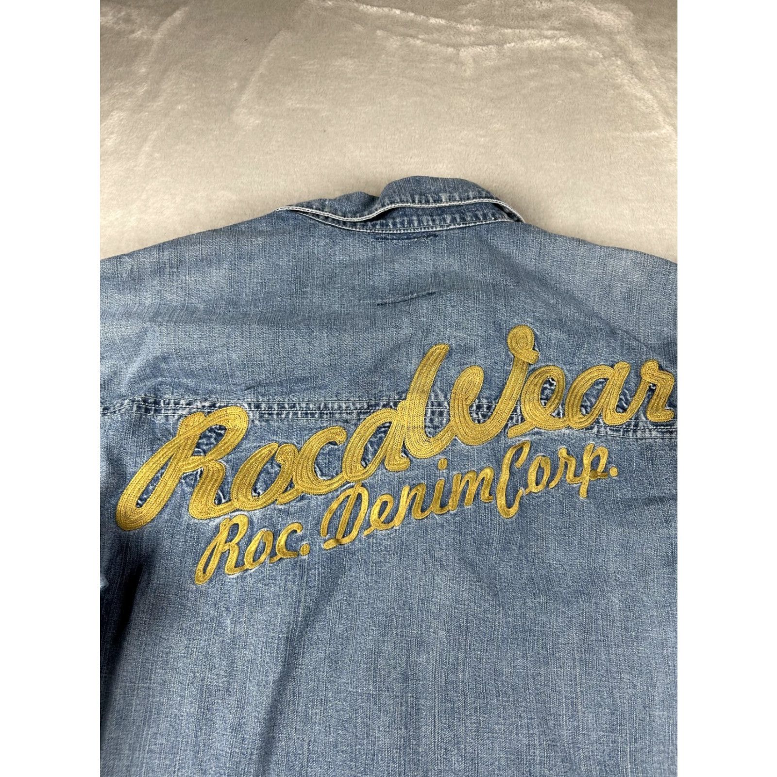 Rocawear VINTAGE Rocawear Jacket Mens 3XL Blue Denim Y2K Chore Coat Denim Skater 00s Size US XXL / EU 58 / 5 - 4 Thumbnail