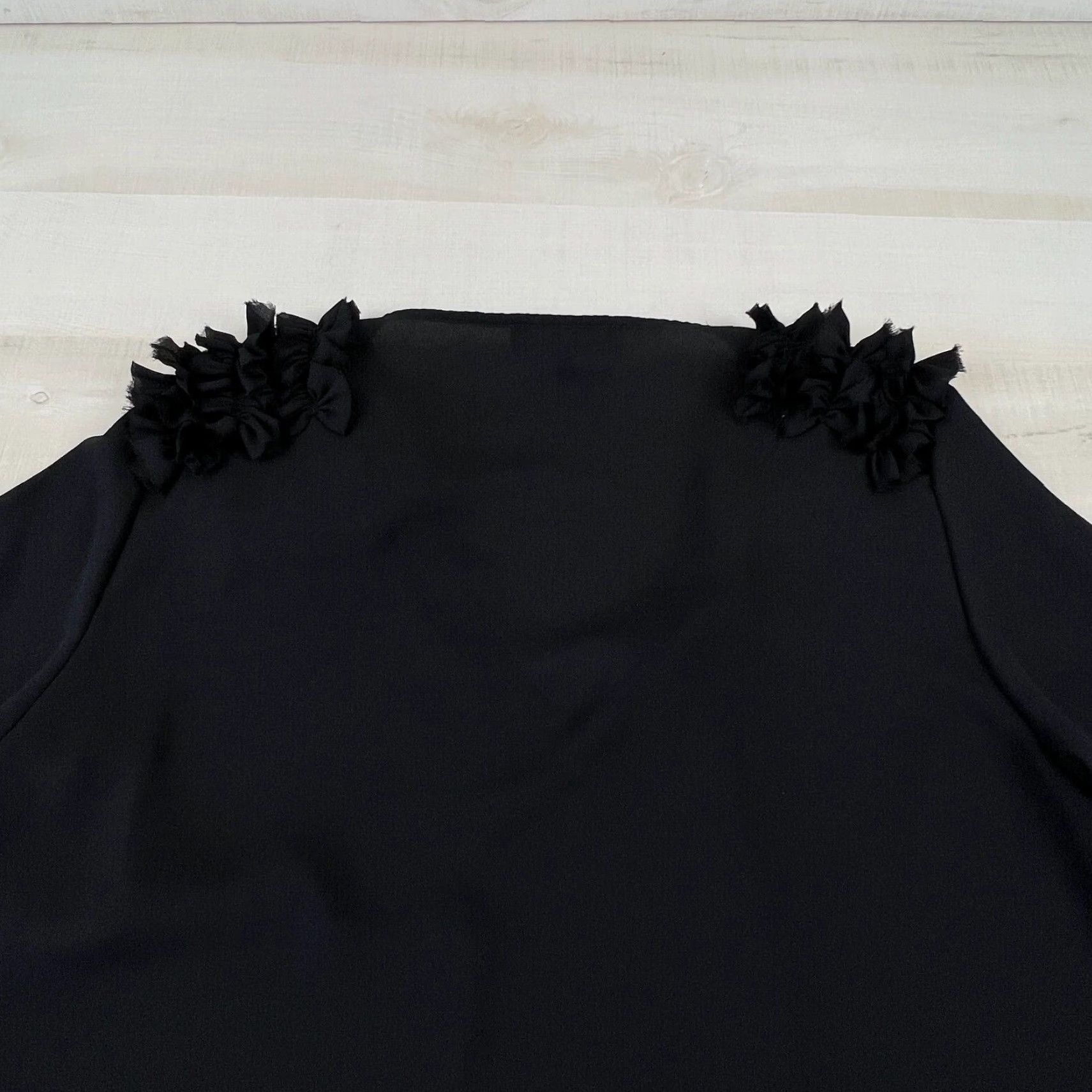 Vintage Trucco City Womens Blouse Medium Black Long Sleeve Ruffle V Neck Size M / US 6-8 / IT 42-44 - 8 Thumbnail