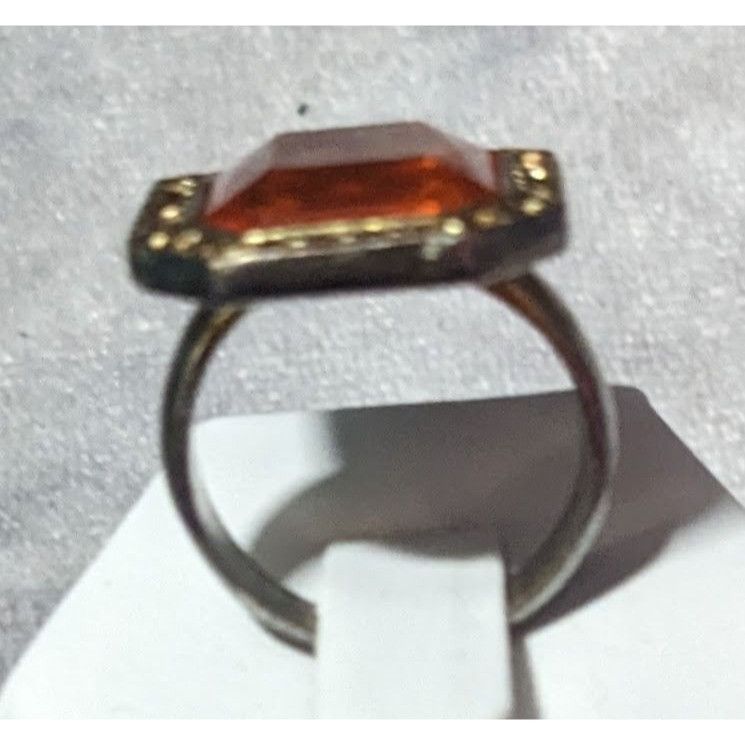 Other Vintage Topaz Glass Rhinestone Gemmed Statement Ring Size 6 Size ONE SIZE - 11 Thumbnail