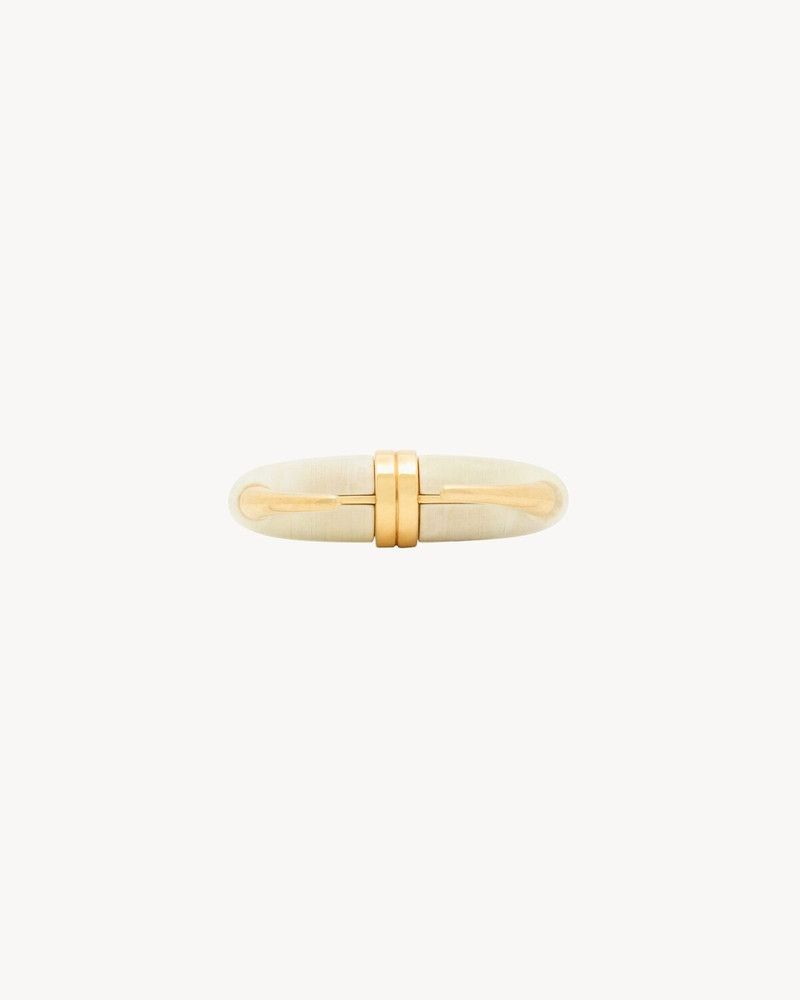 Saint Laurent Paris o1bcso1str0226 Size:S/Horn Cuff In Resin in White Size ONE SIZE - 5 Thumbnail