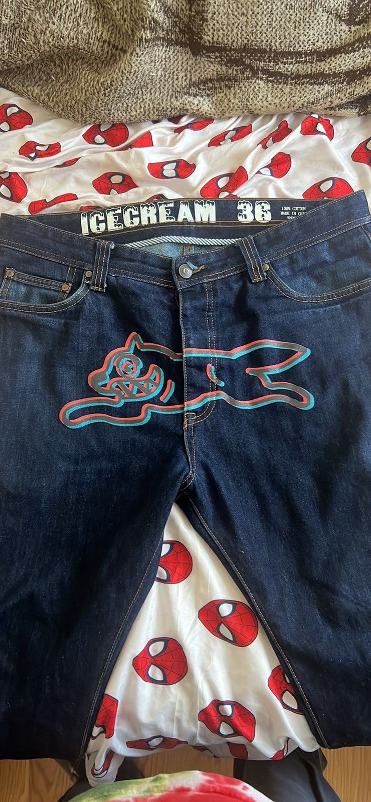 image of Bbc X Ice Cream Running Dog Jeans in Navy, Men's (Size 36)