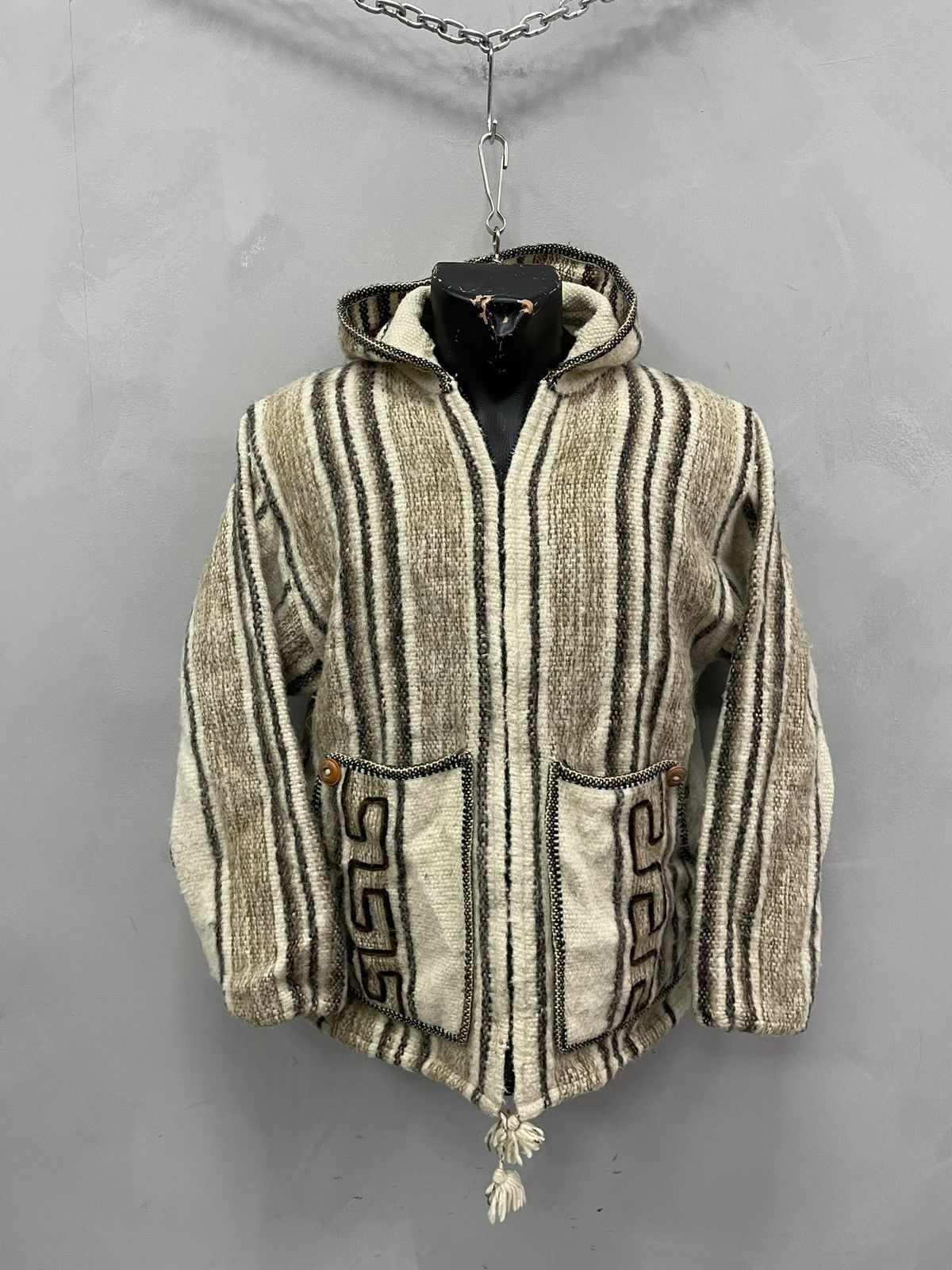 Nirvana Kurt kobain style Knit Wool aztec zip hoodie 90s Vintage Size US M / EU 48-50 / 2 - 1 Thumbnail