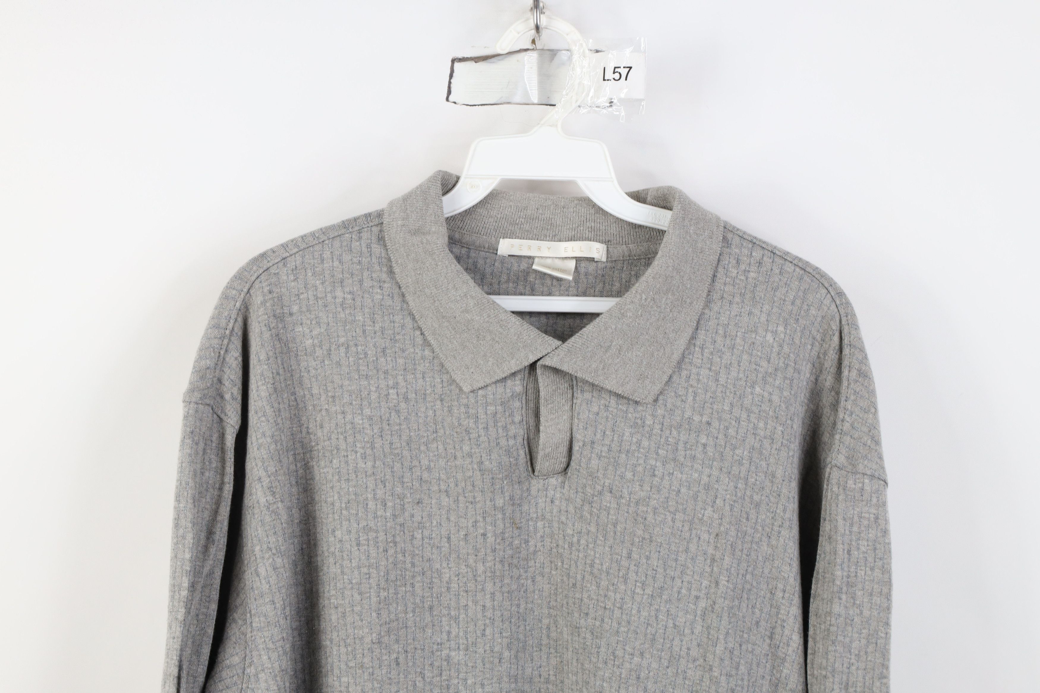 Vintage Vintage 90s Streetwear Knit Long Sleeve Rugby Polo Gray Size US L / EU 52-54 / 3 - 2 Thumbnail