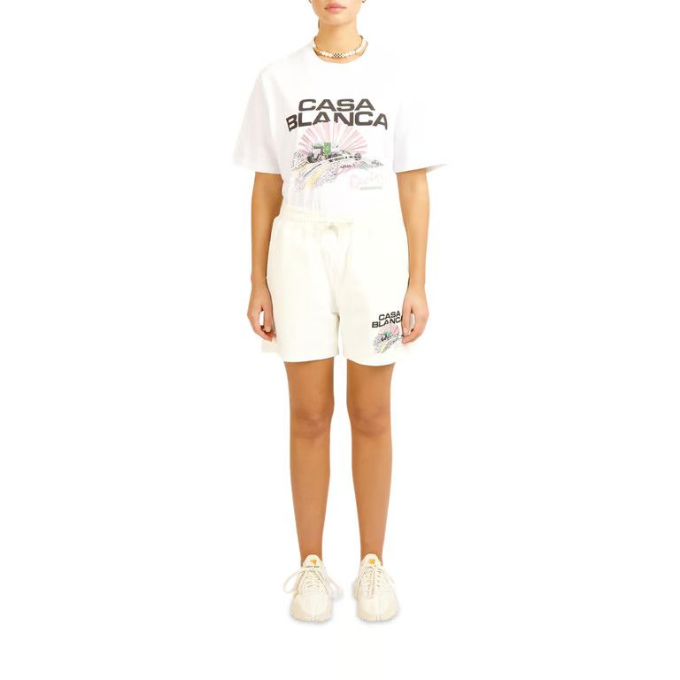 Casablanca o1mle1224 Logo Embroidered Sweatshort in Off-White Size 26" / US 2 / IT 38 - 2 Thumbnail