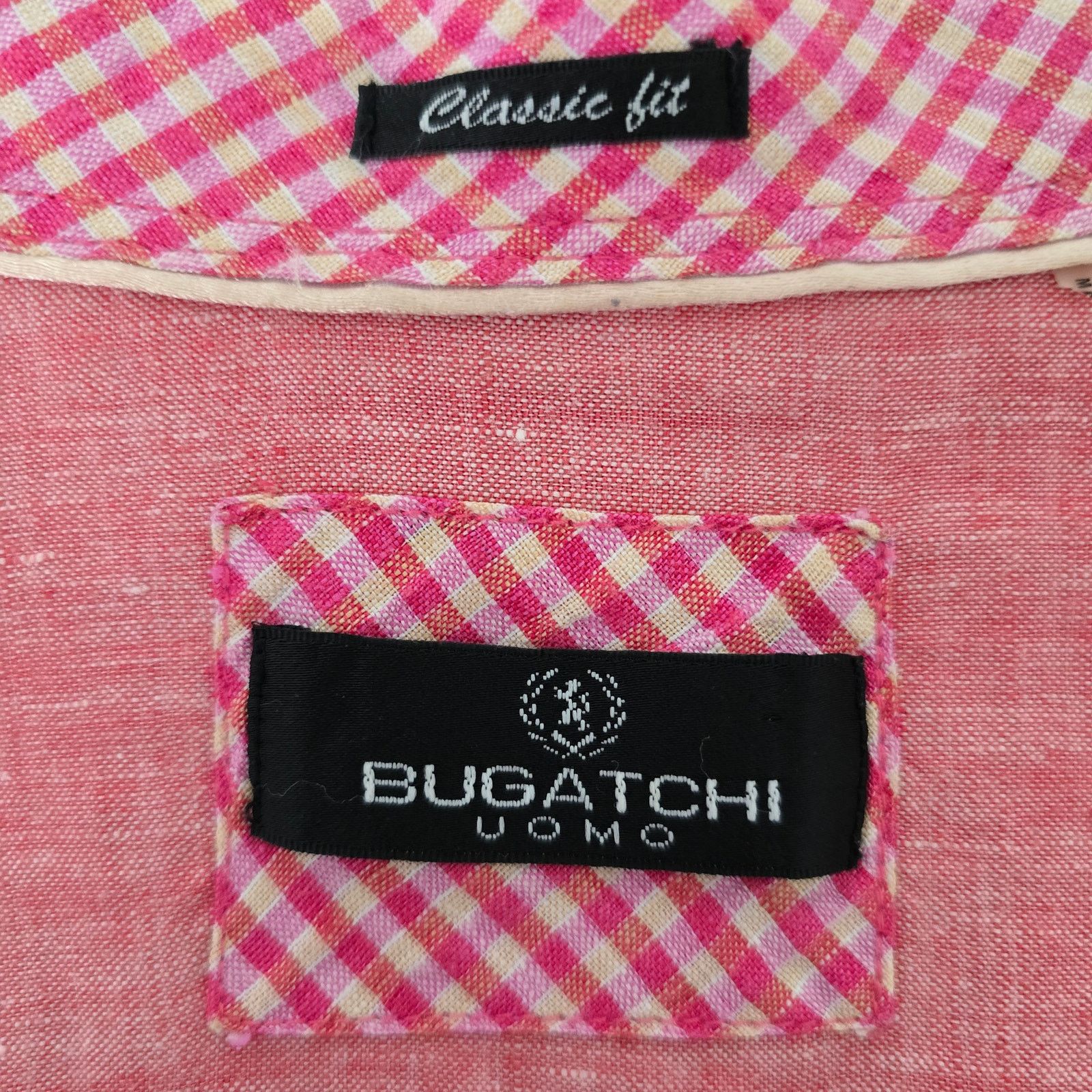 BUGATCHI BUGATCHI Uomo Linen Shirt L Gingham Check Contrast Flip Cuff Size US L / EU 52-54 / 3 - 12 Thumbnail