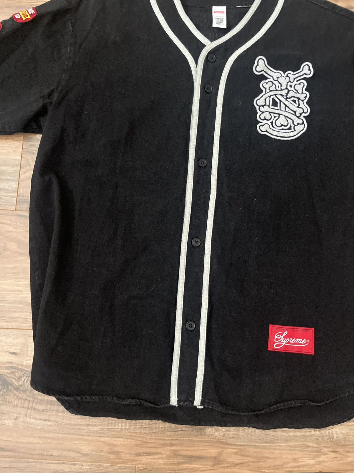 Supreme Supreme Patches Denim Baseball Jersey Size US L / EU 52-54 / 3 - 17 Thumbnail