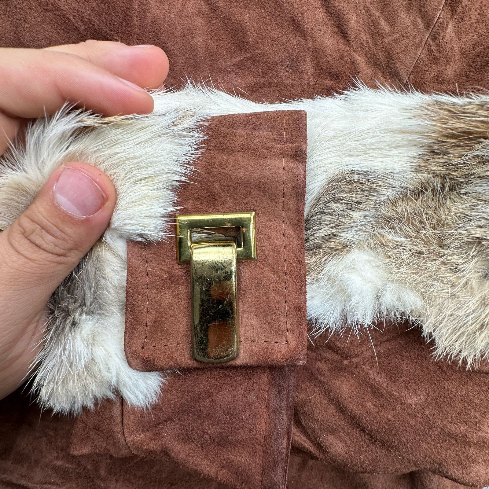 Other Vintage 70s Gutos Suede Leather Real Fur Coat Women S Brown Size S / US 4 / IT 40 - 6 Thumbnail
