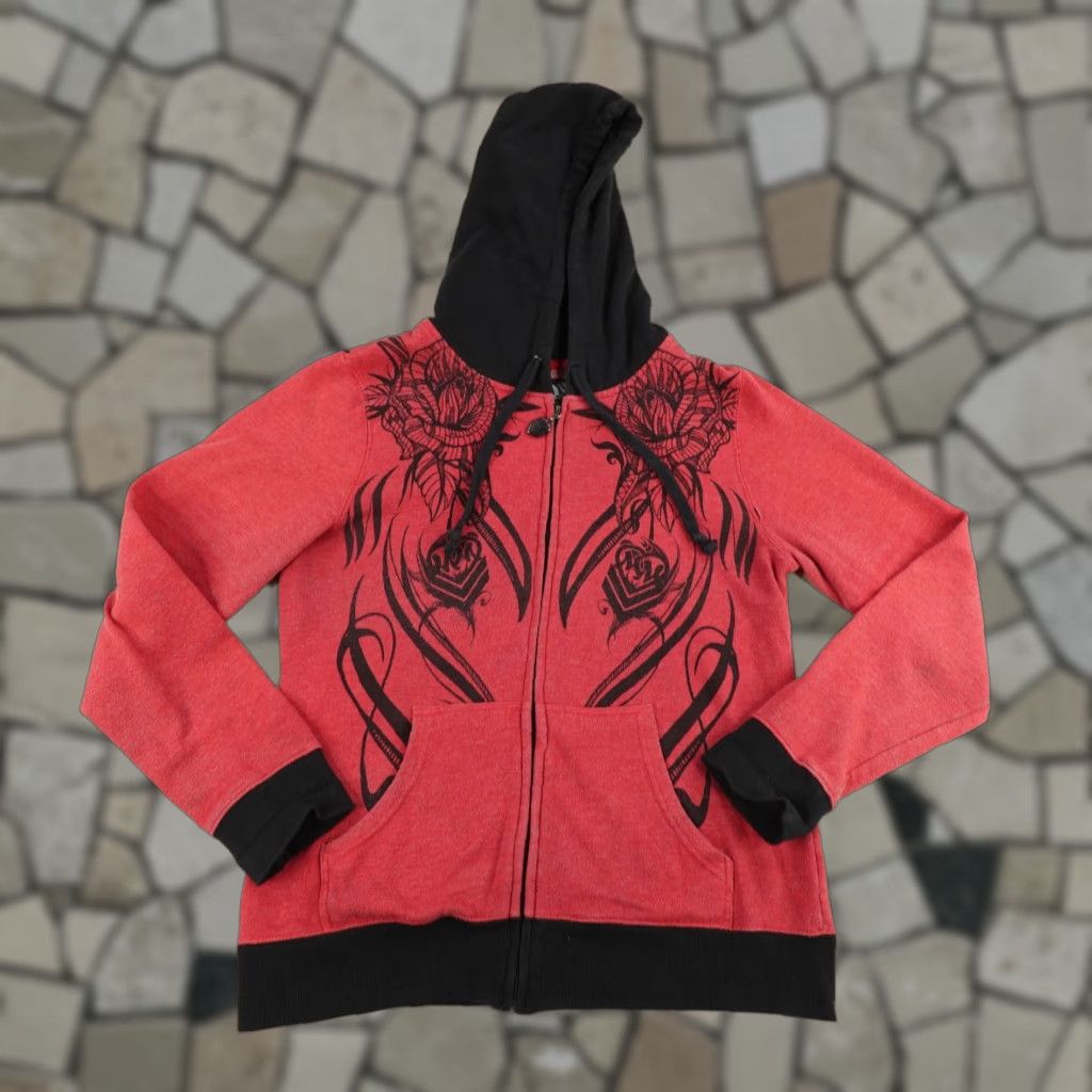 Metal Mulisha Vintage Metal Mulisha Hoodie Womens XL Red Black Zip Up Sweatshirt Jacket Y2K ^ Size XL / US 12-14 / IT 48-50 - 1 Thumbnail