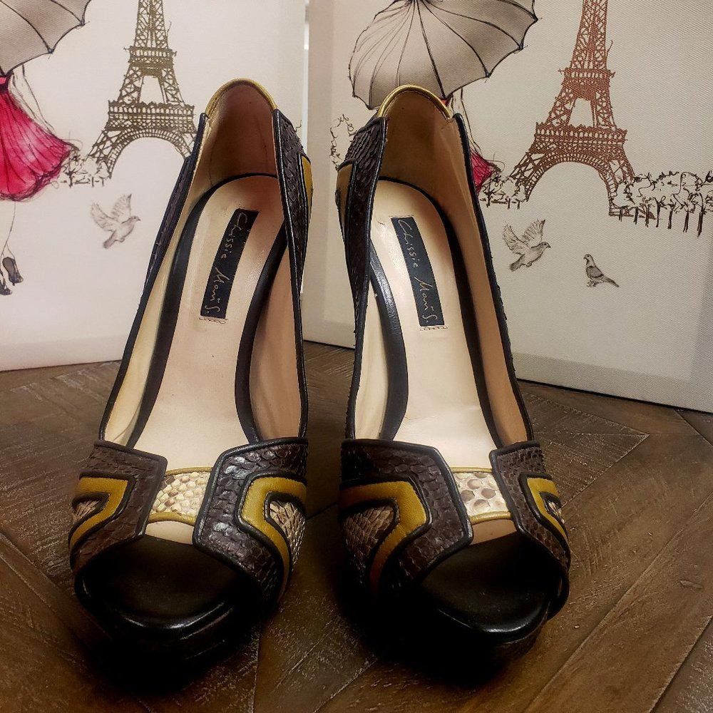 Designer Chrissie Morris Python Leather Pumps Size US 9.5 / IT 39.5 - 1 Thumbnail