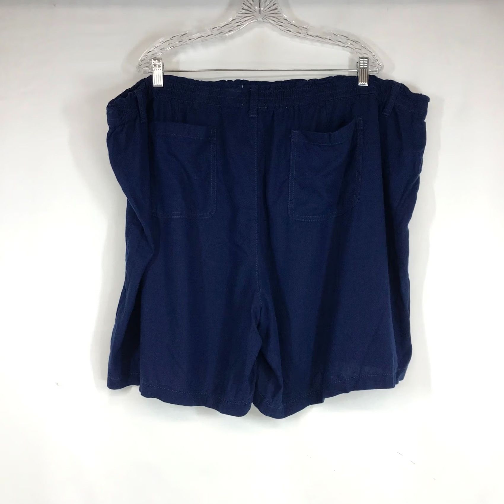Vintage St. John's Bay Womens 3X Navy Blue Linen Blend Elastic Waist Casual Shorts Size 40" / US 18 - 4 Thumbnail