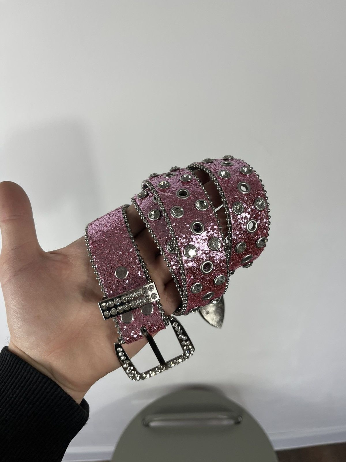 Other Avant Garde Pink Glitter Rhinestone Studded Belt 47in 120cm Size ONE SIZE - 5 Thumbnail