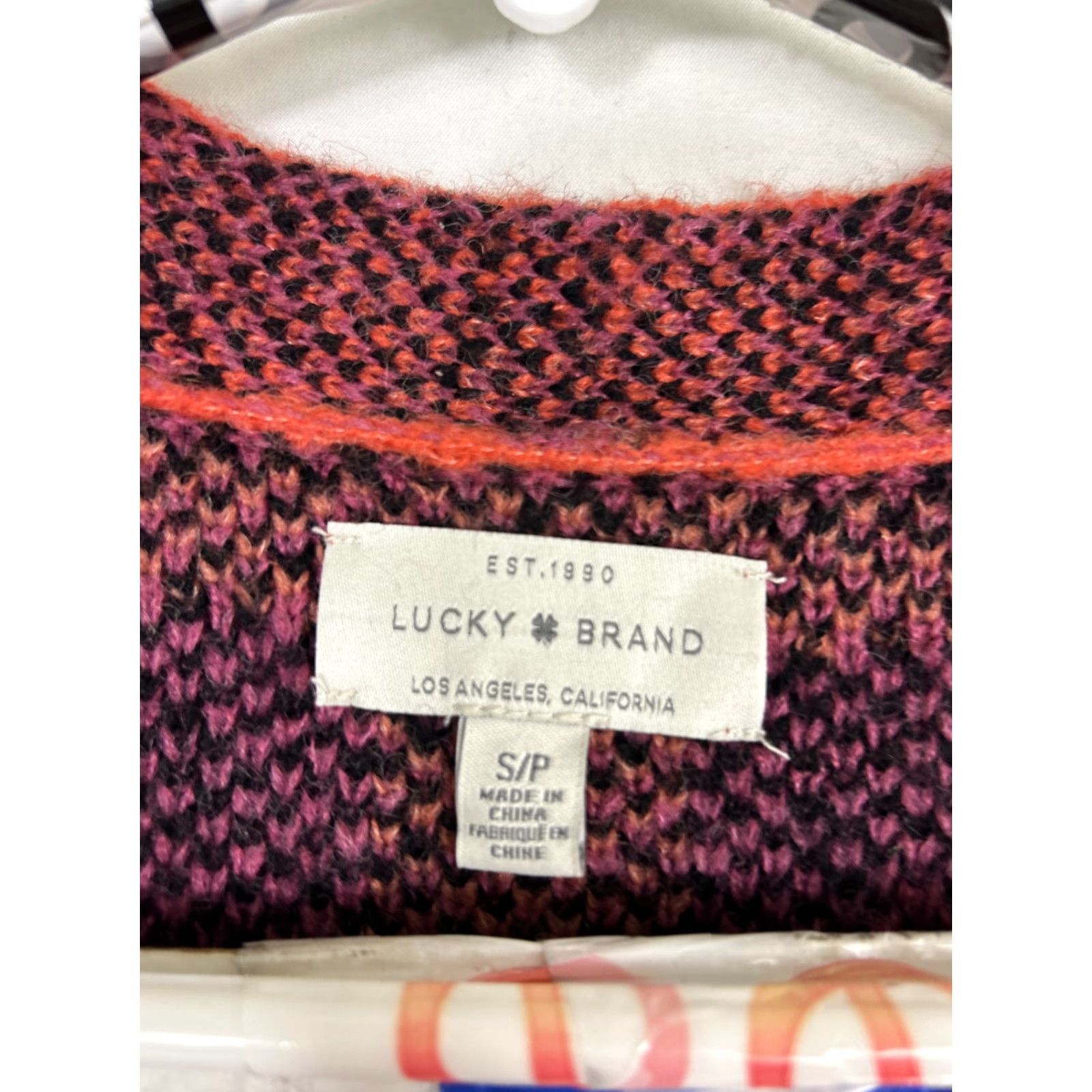 Lucky Brand Lucky Brand Sweater Cardigan Womens Small Red Plaid Long Sleeve Acrylic Wool Pockets Size S / US 4 / IT 40 - 7 Thumbnail