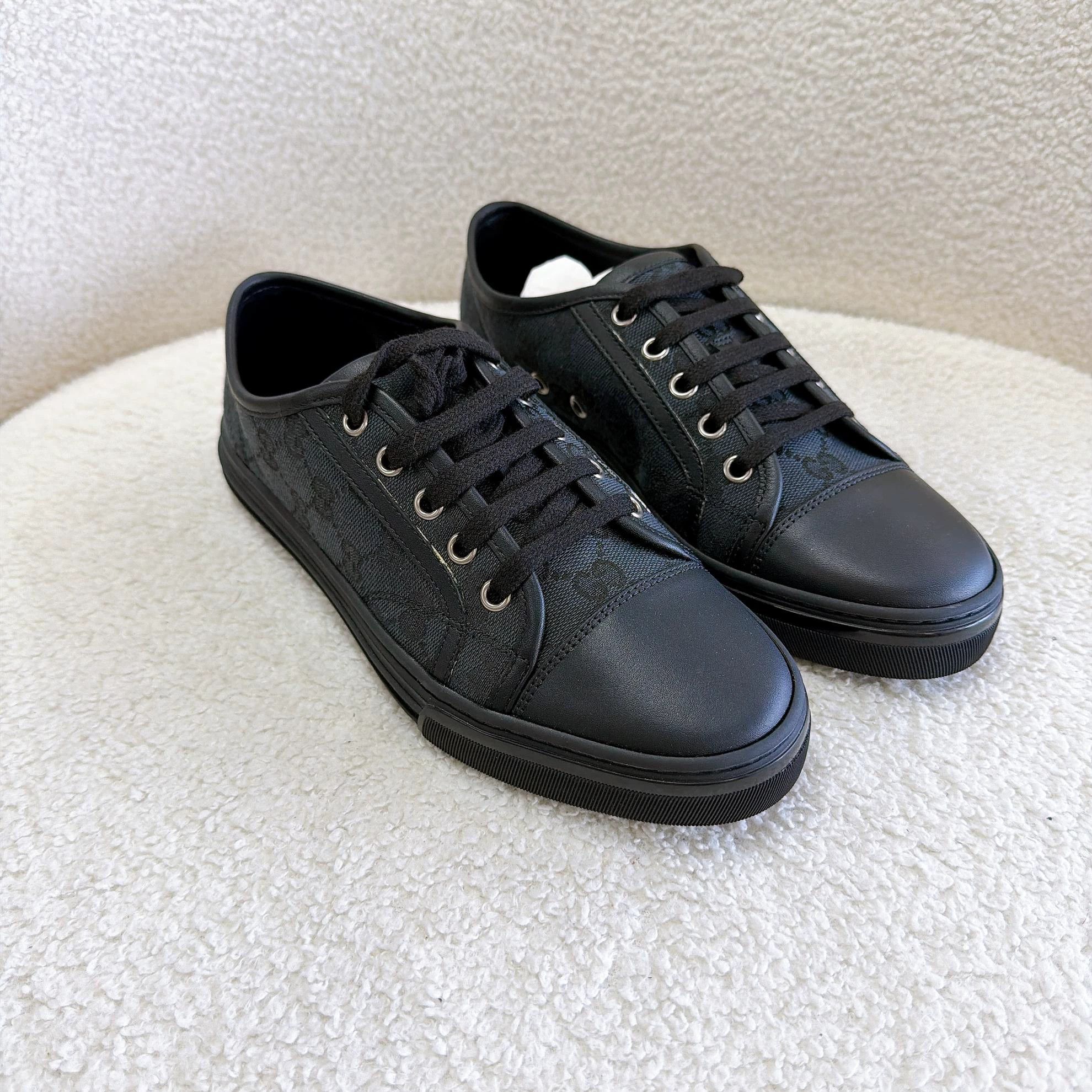 Gucci Gucci Black Canvas All Over Logo Sneaker 37 New Size US 6.5 / IT 36.5 - 2 Thumbnail