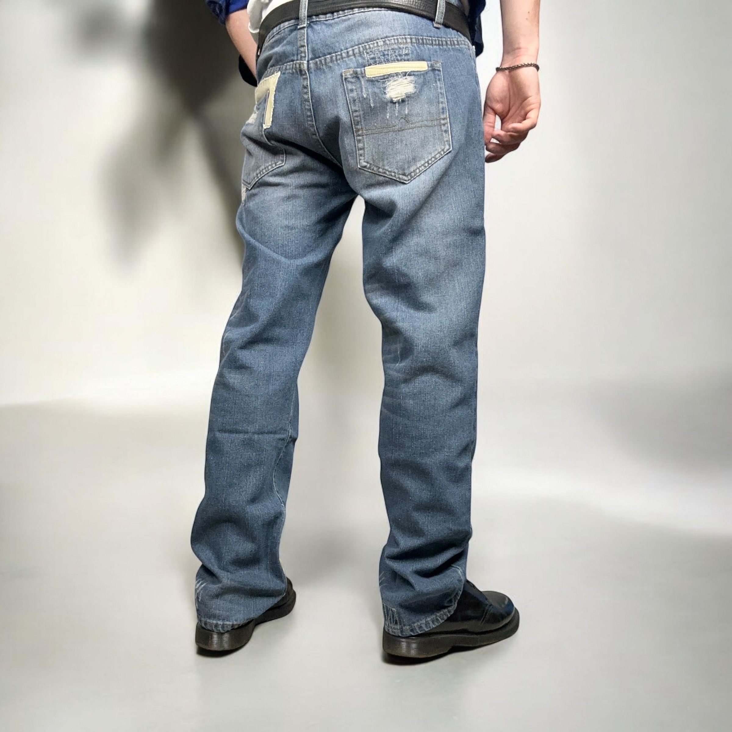 Japanese Brand × Vintage Vintage y2k Baggy Reworked Denim Pants Jeans Washed Size US 36 / EU 52 - 3 Thumbnail