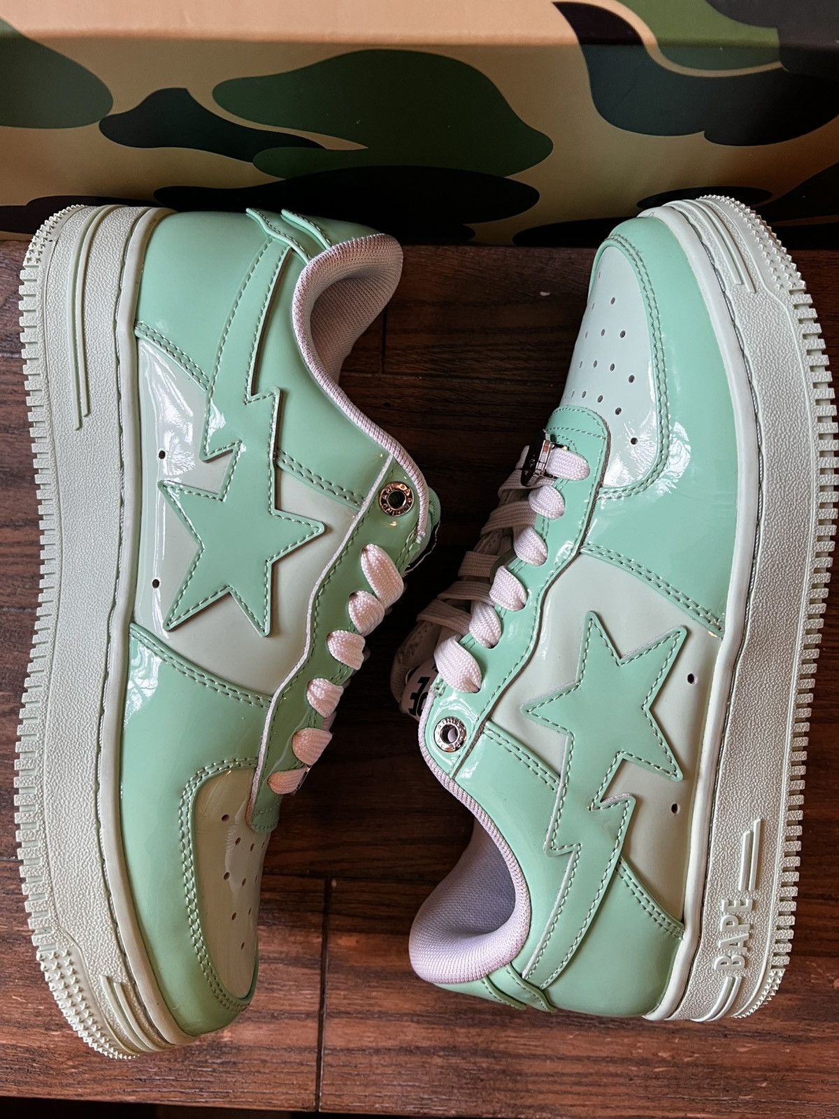Bape Wnms BAPESTA green trainers Size US 6 / IT 36 - 4 Thumbnail