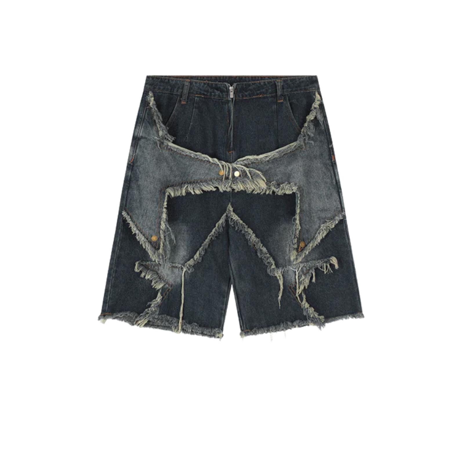 Jean American STAR Embroidered Tassel Patch Denim Shorts Size US 32 / EU 48 - 1 Thumbnail