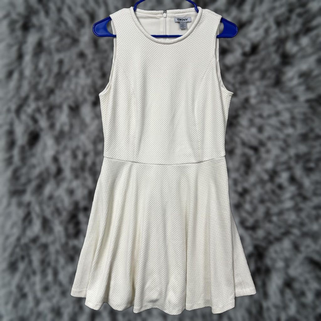 DKNY DKNY Dress Casual Cocktail Office Sleeveless Short Jacquard White 10 Women Size L / US 10 / IT 46 - 1 Thumbnail