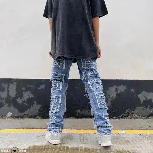 Jean Y2K Streetwear Baggy Ripped Jeans Size US 32 / EU 48 - 3 Thumbnail