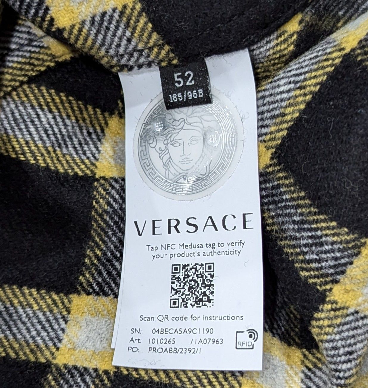 Versace VERSACE Tartan Plaid Flannel Shirt Jacket Black/Gold 52 Size US L / EU 52-54 / 3 - 8 Thumbnail