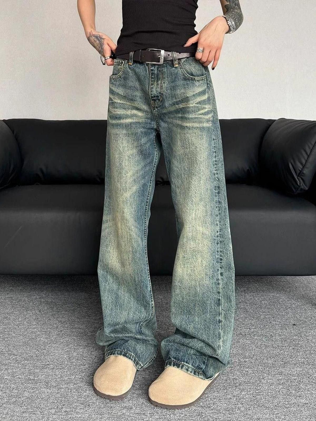 Jean × Vintage Washed Stacked Flare Denim Jeans Size US 32 / EU 48 - 6 Thumbnail