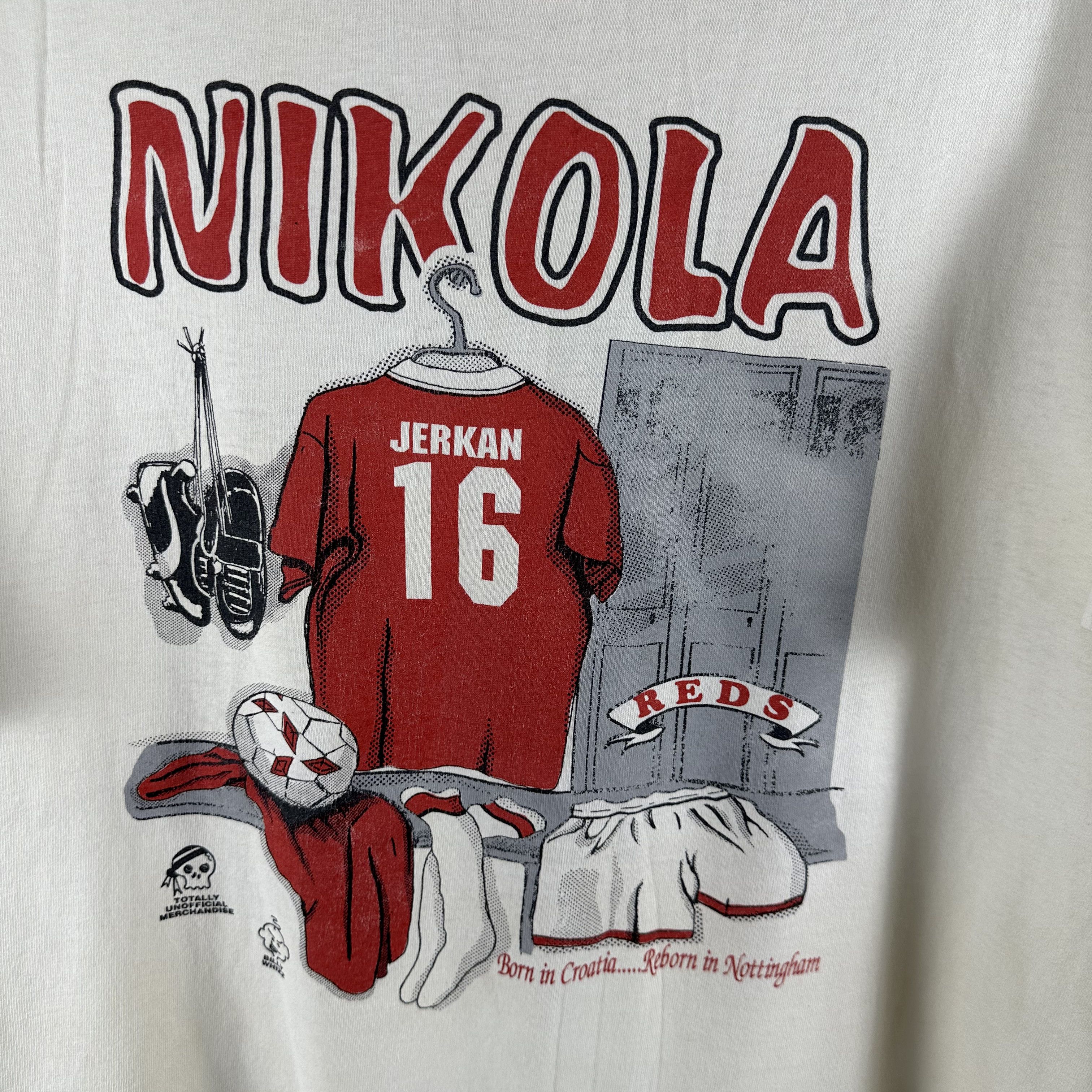 Vintage 90s Nikola Jerkan Nottingham Forest FC Soccer T-shirt Size US XL / EU 56 / 4 - 2 Thumbnail