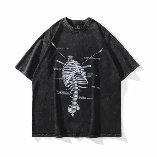 Japanese Brand Streetwear Men Skeleton Oversized Printed Vintage T-Shirt Size US M / EU 48-50 / 2 - 1 Thumbnail