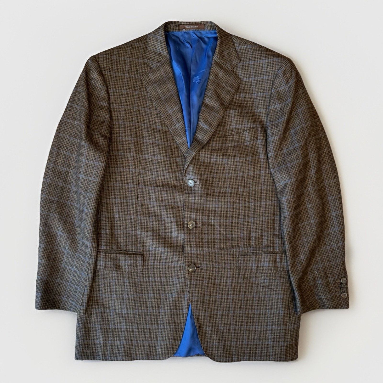Ermenegildo Zegna Ermenegildo Zegna Blazer Large Brown Multicolor Plaid Pure Size 46R - 1 Thumbnail