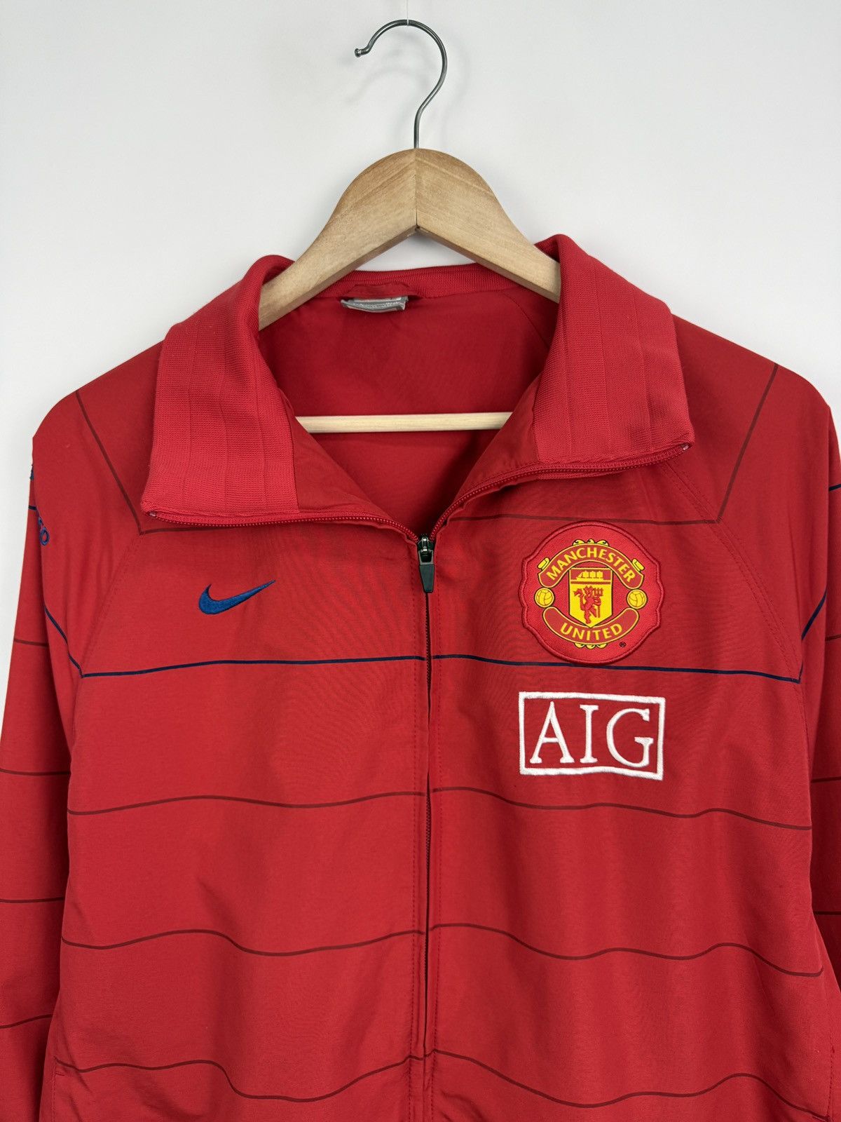 Nike 🏴󠁧󠁢󠁥󠁮󠁧󠁿 2008 Nike Manchester United Track Jacket AIG Training Rare Size US L / EU 52-54 / 3 - 4 Thumbnail