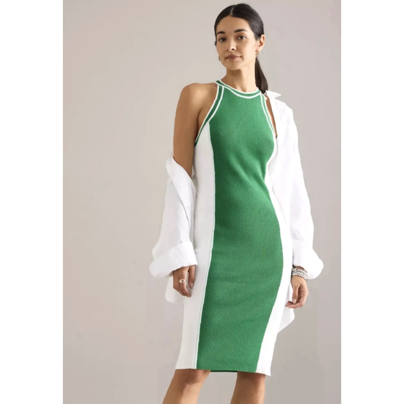 Anthropologie Anthropologie Daily Practice Bodycon Knitted Midi Dress Green Large NWT Casual Women Sleeveless Ribbed Knit Maxi? Size L / US 10 / IT 46 - 2 Thumbnail