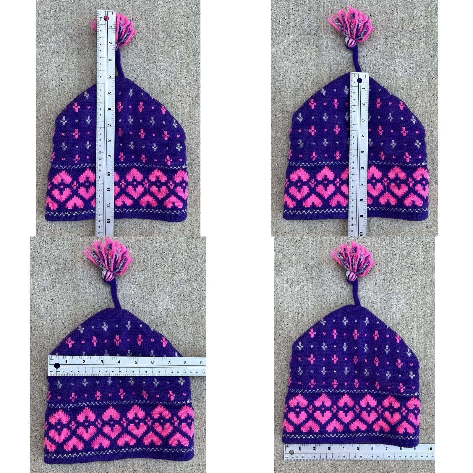 Pinko VINTAGE 80s Wool Ski Beanie Hat Purple Pink Tassel Cap Canada Fair Isle Cappello Size ONE SIZE - 9 Thumbnail