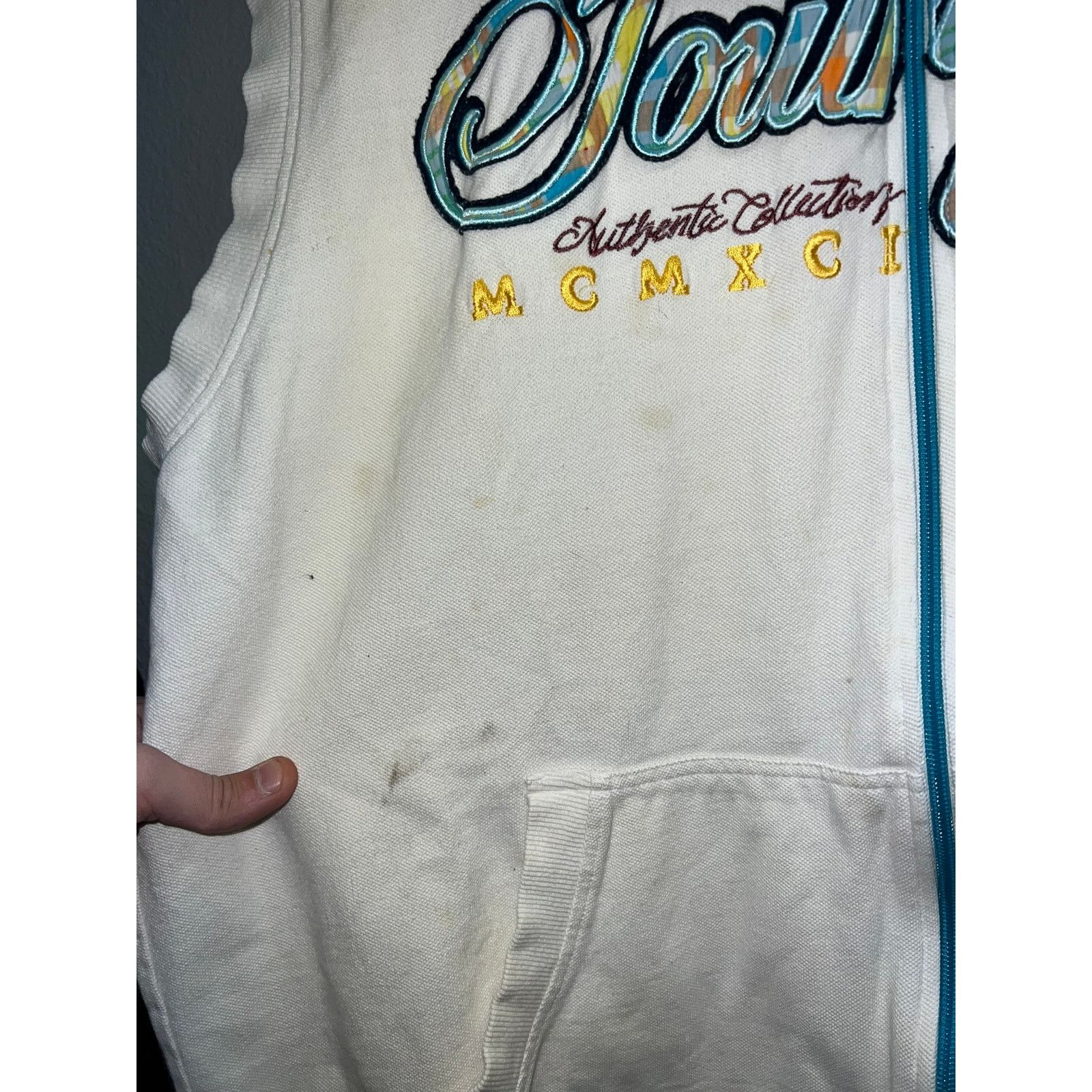 Vintage Y2K Southpole Sleeveless Hoodie Workout Full Zip White XL Size US XL / EU 56 / 4 - 5 Thumbnail