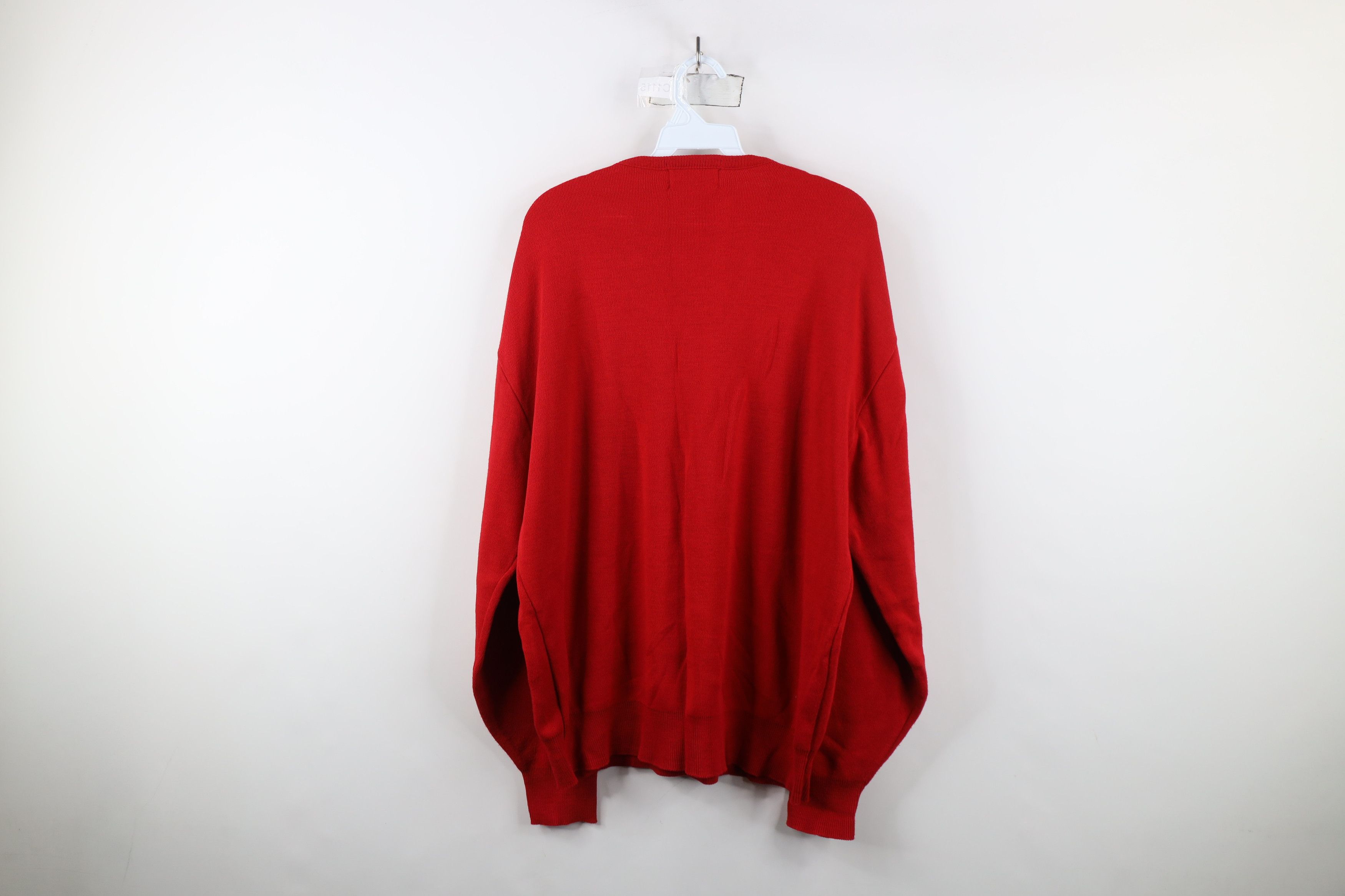 Vintage Vintage 90s Streetwear Soft Knit V-Neck Sweater Red USA Size US XL / EU 56 / 4 - 11 Thumbnail