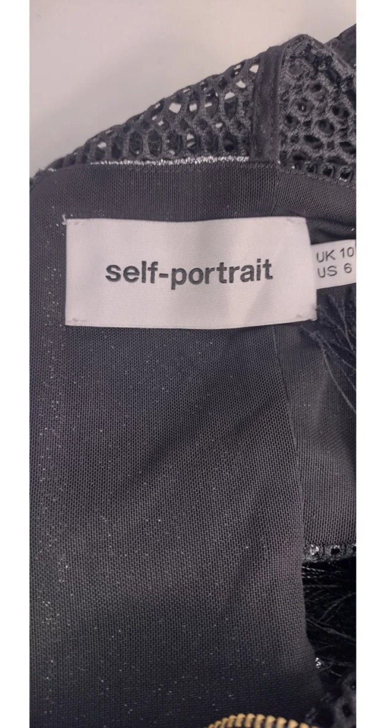 Self-Portrait Mesh dress with cuts and fringes, black Size M / US 6-8 / IT 42-44 - 6 Thumbnail